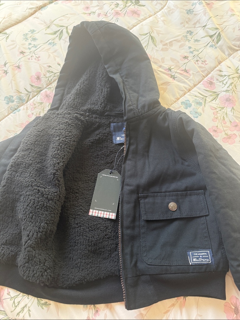 Ben Sherman Black Hooded Sherpa-Lined zip up hoodie Jacket boys size 2T